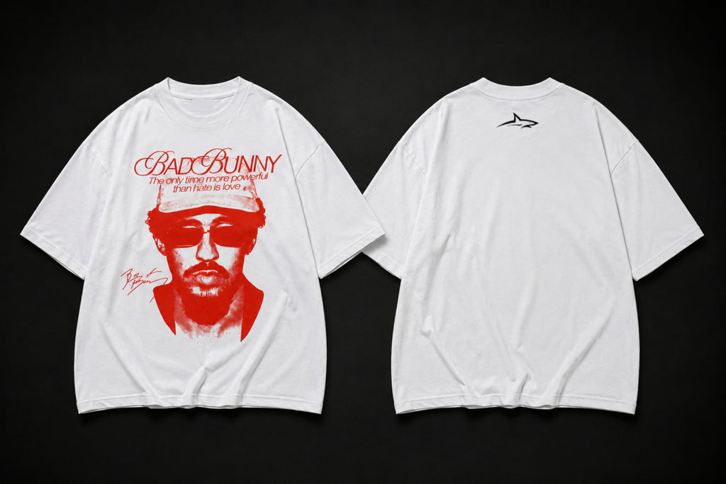Remera Bad Bunny Oversize Blanca