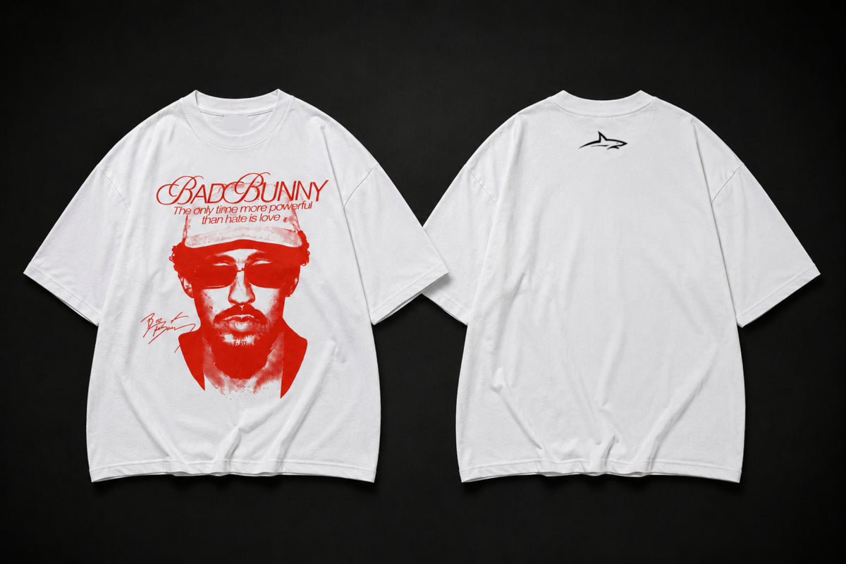 Remera Bad Bunny Oversize Blanca