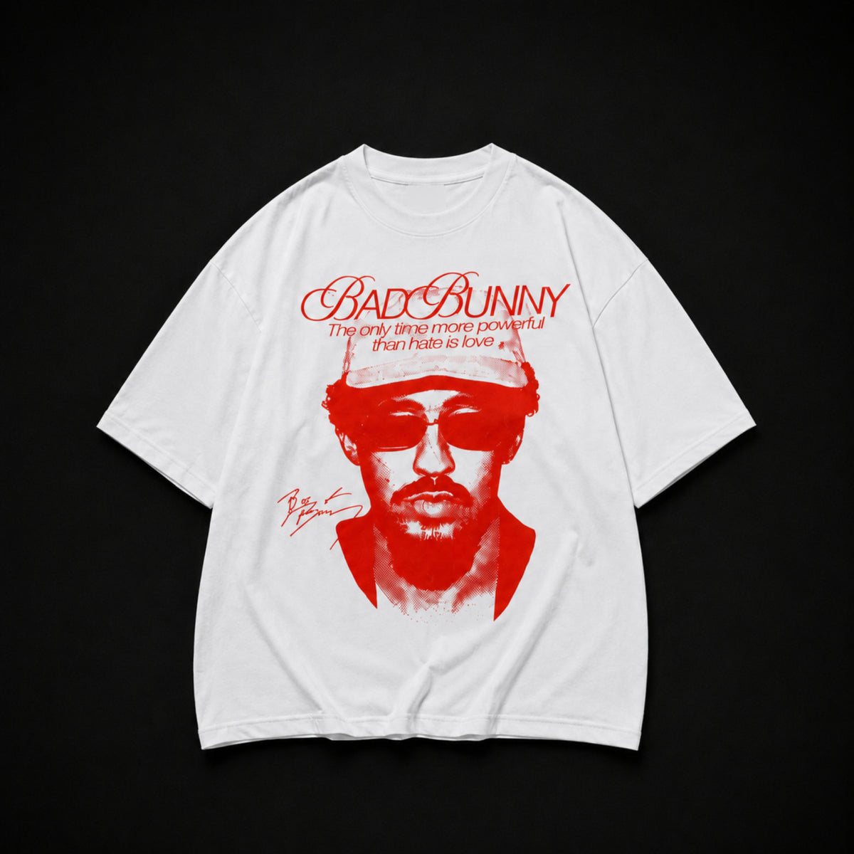 Remera Bad Bunny Oversize Blanca