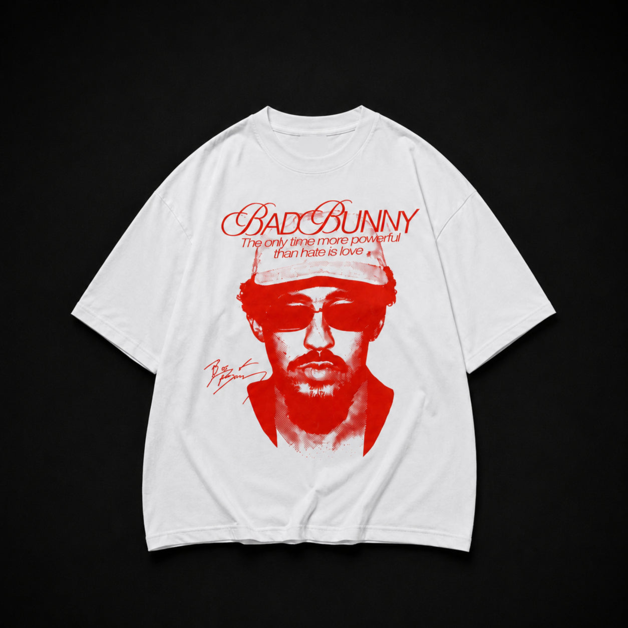 Remera Bad Bunny Oversize Blanca
