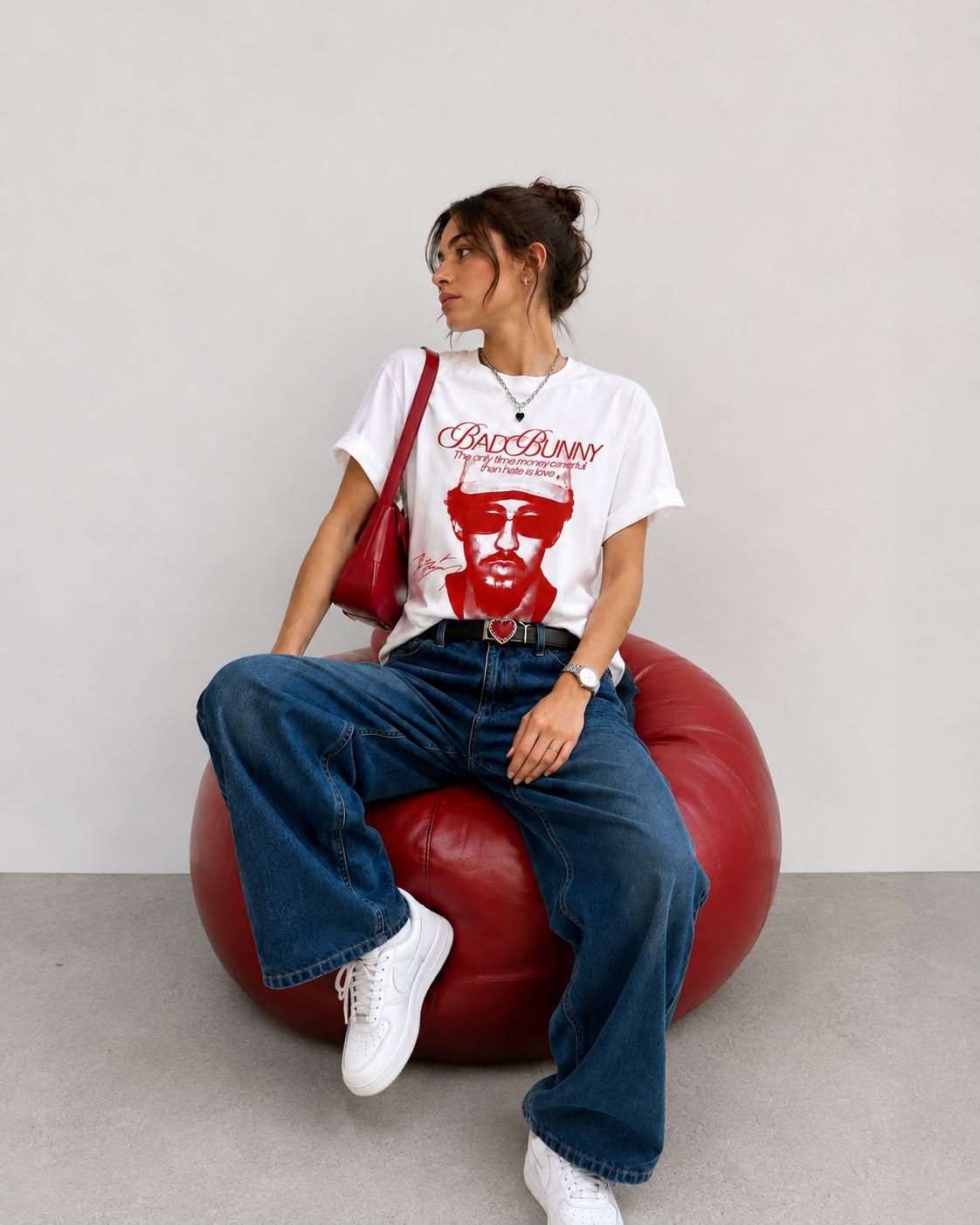 Remera Bad Bunny Oversize Blanca